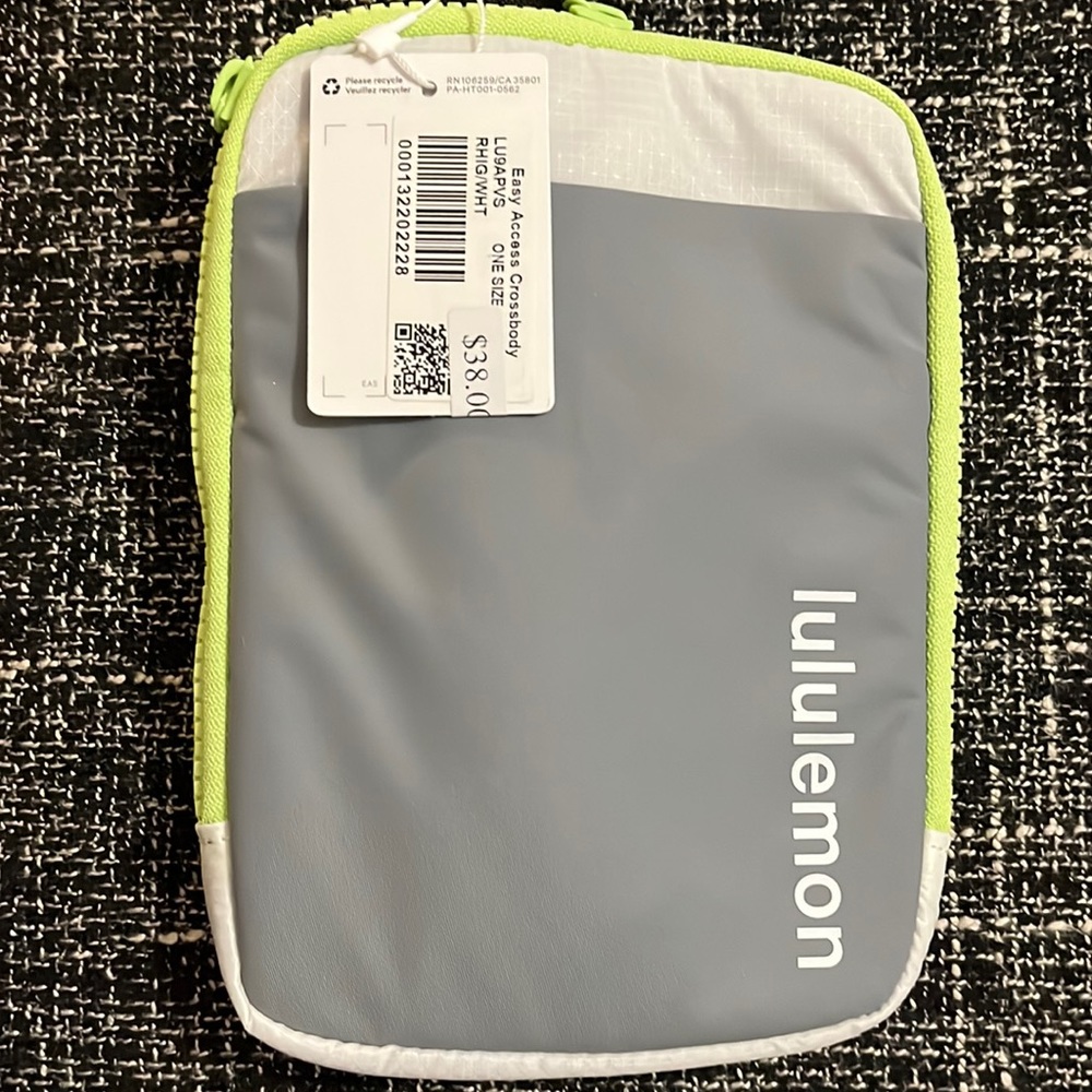 Lululemon grey/green crossbody bag, water repellent